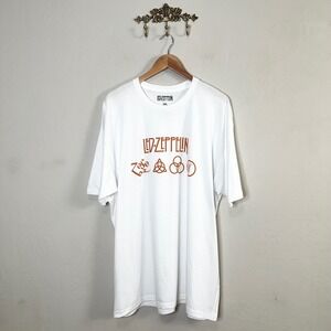 Led Zeppelin Zoso Band T Shirt White 2XL Tee Short Sleeve 100% Cotton NWOT